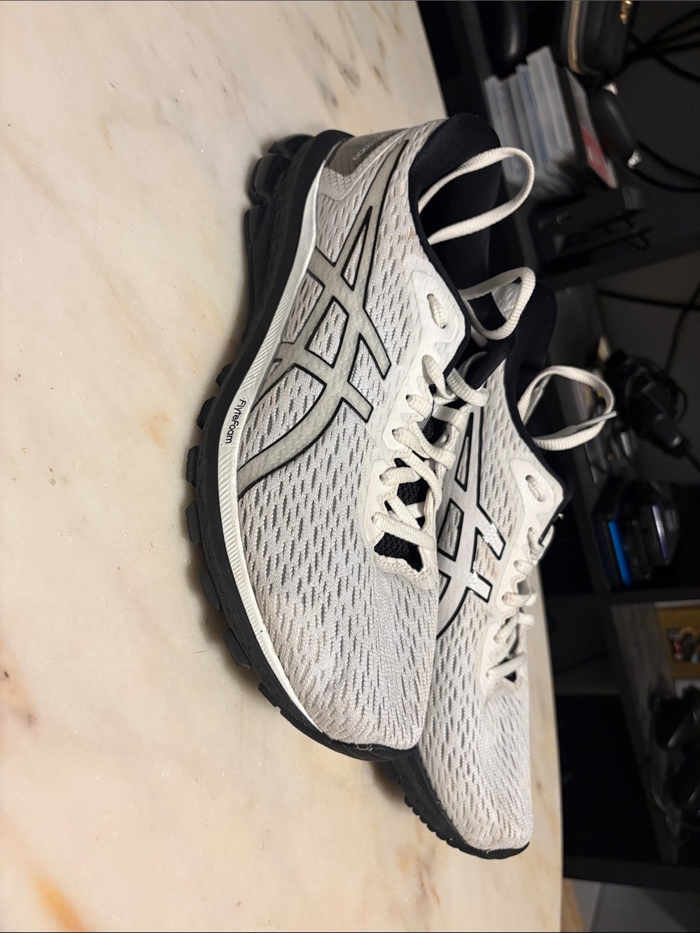 Asics White and Black Breathable Mesh Running Shoes